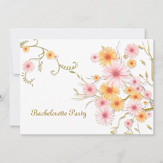 Fête de bachelorette Carte d'invitation - fleurs d (Devant)