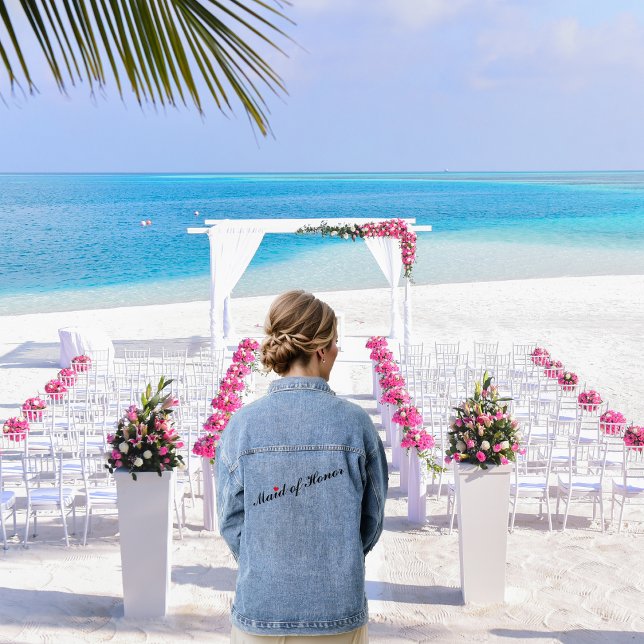 Fête de bachelorette Mariage d'honneur (Maid of Honor Bridal Wedding Bachelorette Party Denim Jacket)