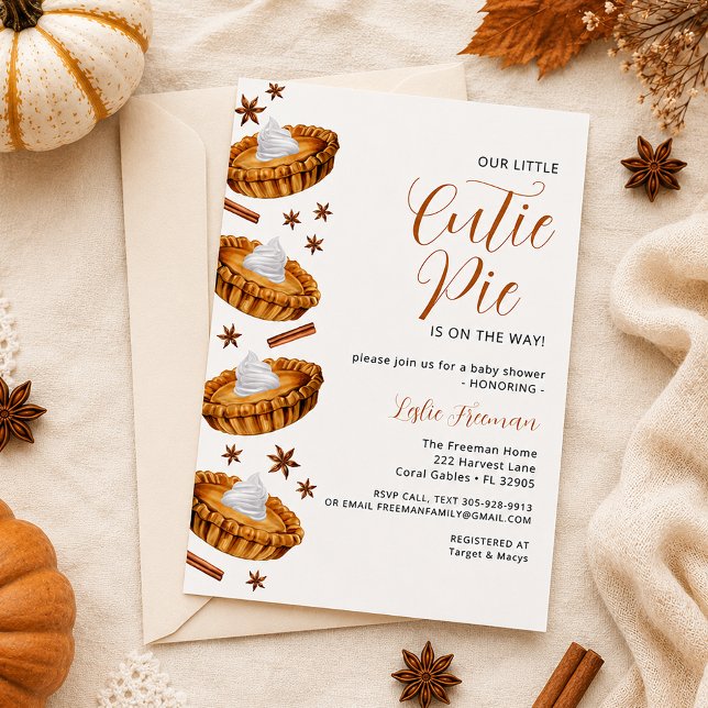 Fête de bébé Cutie Pie – Invitation d'automne (Créateur téléchargé)