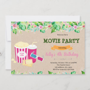 Fête de cinéma tropical en plein air Invitation