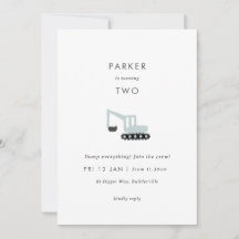 Fête de construction Digger minimal Invitation d'a