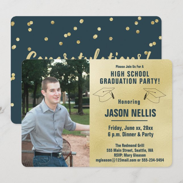 Fête de fin d'études secondaires - Invitation phot (Devant / Derrière)