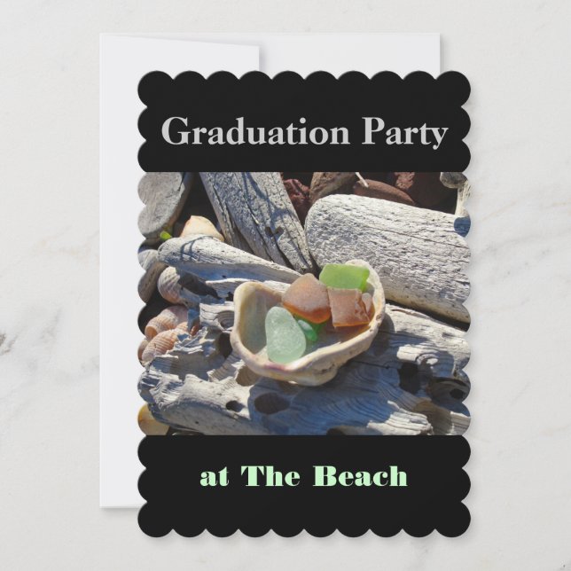 Fête de graduation à la plage Invitations Noir (Devant)