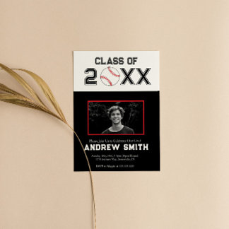 Fête De Graduation De Baseball Invitation Classe D