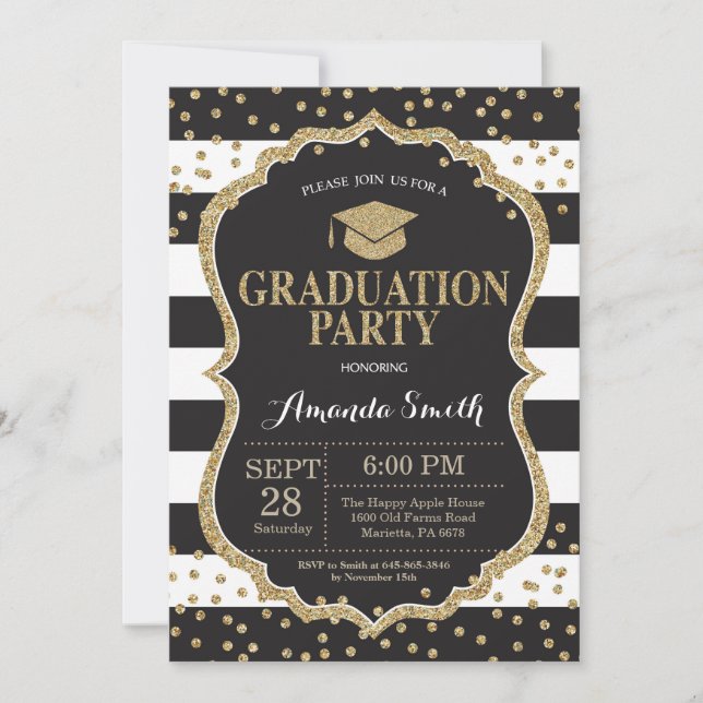 Fête de graduation Invitation à la Parties scintil (Devant)