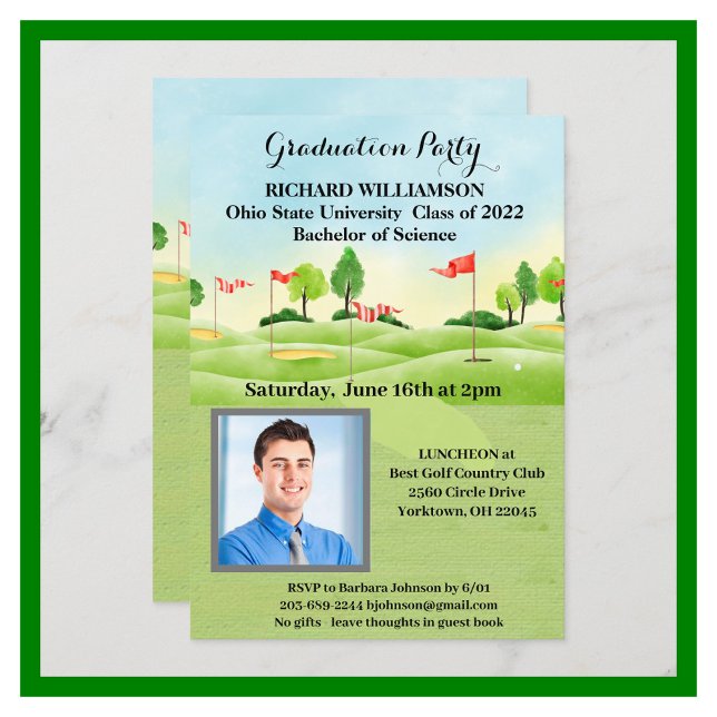 Fête de graduation Invitation photo Golf (Créateur téléchargé)