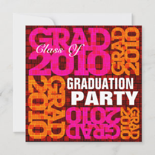 Fête de graduation Orange Pink Mosaic Invitation