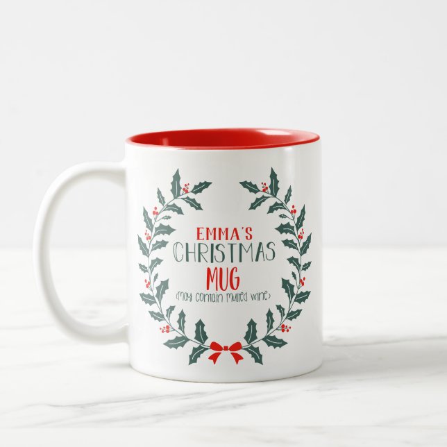 Fête de la couronne de Noël coutume Mug avec nom (Gauche)