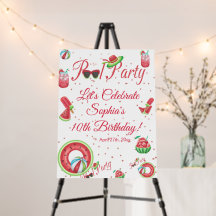 Fête de la piscine de la pastèque Anniversaire,