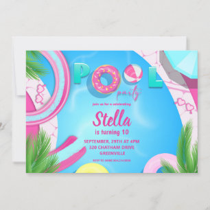 Fête de la piscine   Invitation de la fête du pool