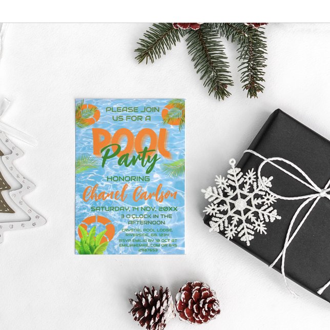 Fête de la piscine tropicale | Invitation d'été (Créateur téléchargé)