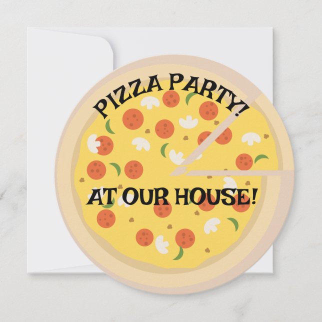 FÊTE DE LA PIZZA ! INVITATIONS PERSONNALISÉES ROND (Devant)