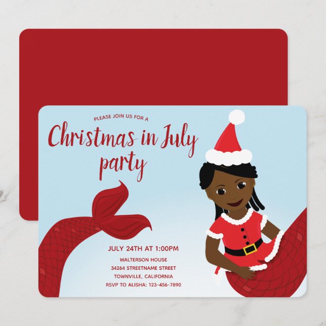 Fête de la Sirène Noël en juillet Invitation du Pa (Devant / Derrière)