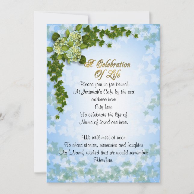 Fête de la vie Invitation lierre et fleurs (Devant)