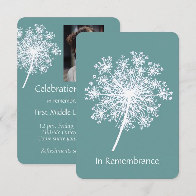 Fête de la vie Invitation Queen Anne Lace Flower (Devant / Derrière)