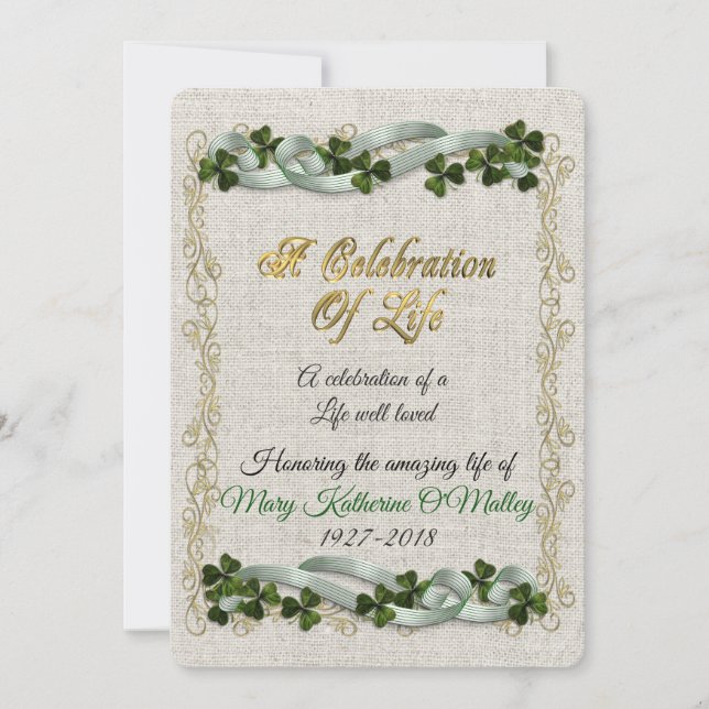 Fête de la vie Invitation Thème irlandais (Devant)