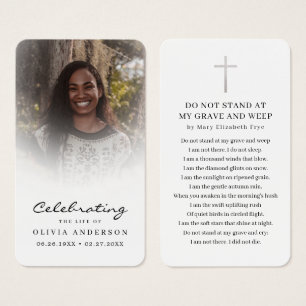 Fête de la vie Photo Funeral Prayer Card