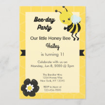 Fête de l'abeille Invitation d'anniversaire