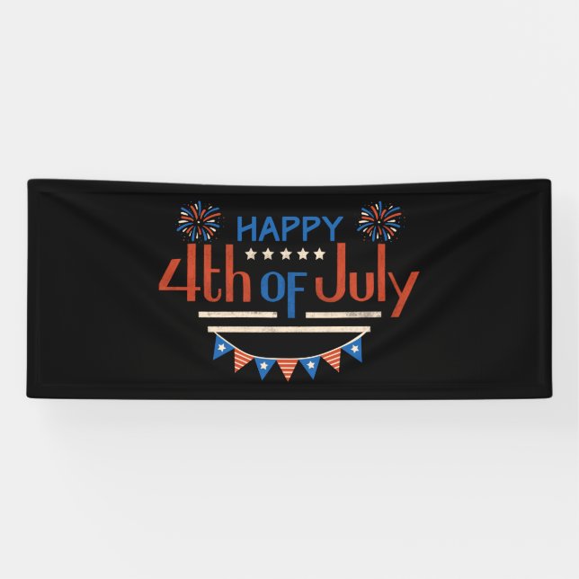 Fête de l'Indépendance du 4 juillet Bannière en vi (Horizontal)