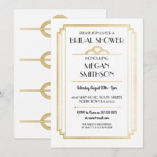 Fête de l'mariée Art déco Gatsby Gold Invitation 1