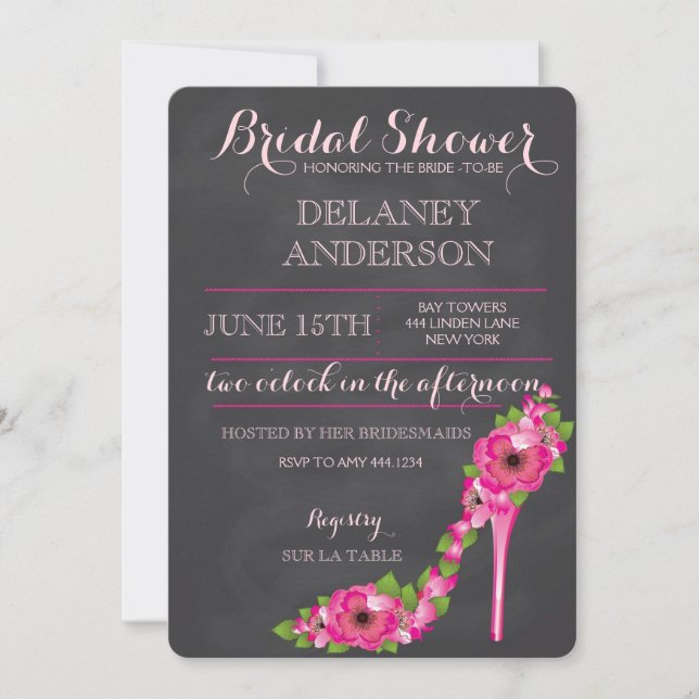 Fête de l'mariée Floral Heel Invitation Bacheloret (Devant)