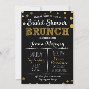 Fête de l'mariée Gold Dots avec invitation Black B