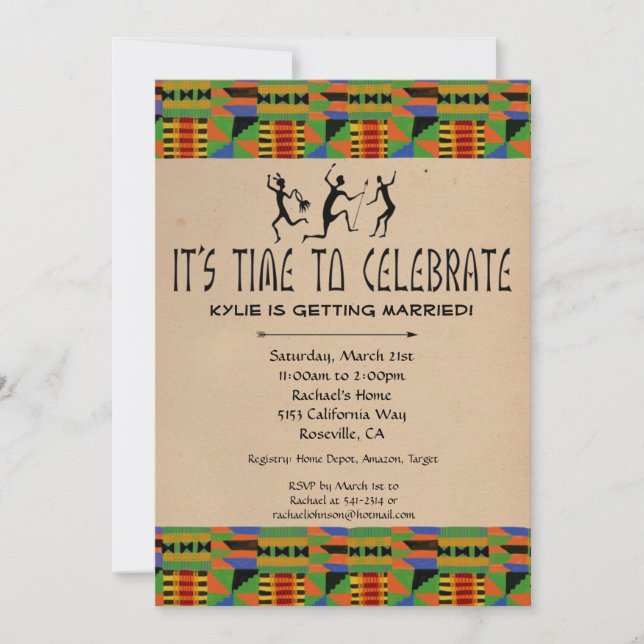 Fête de l'mariée Tribal Safari Invitation - Kente  (Devant)