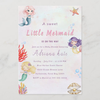 Fête de naissance de sirène sous l'eau Invitation