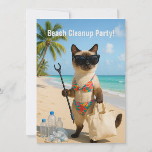 Fête de nettoyage de la plage avec invitation pour