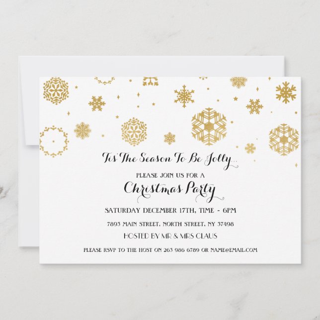 Fête de Noël de la neige blanche Invitation des fê (Devant)