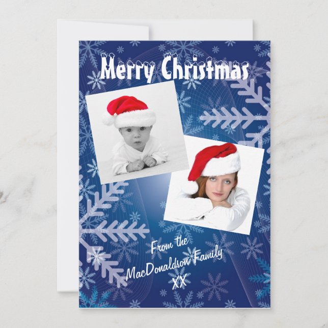 Fête de Noël du modèle photo de snowflake bleu (Devant)