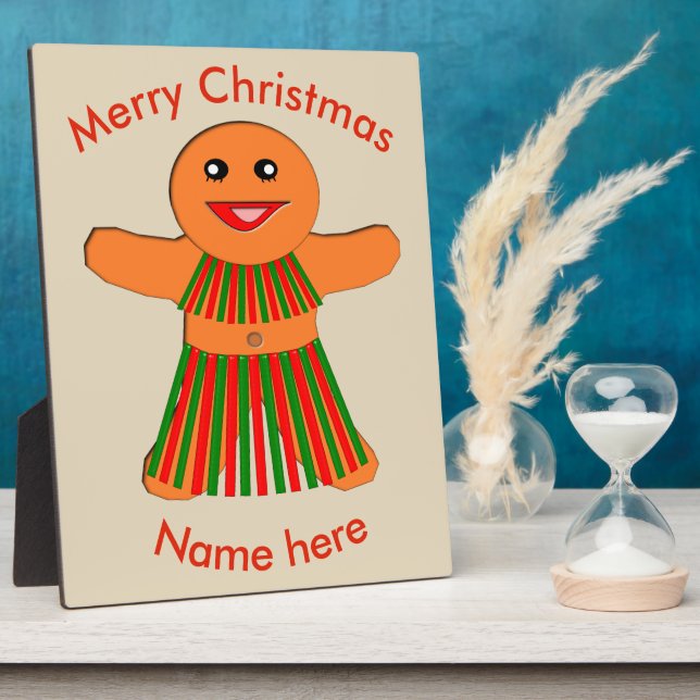 Fête de Noël Gingerbread Femme Custom Plaque (Côté)
