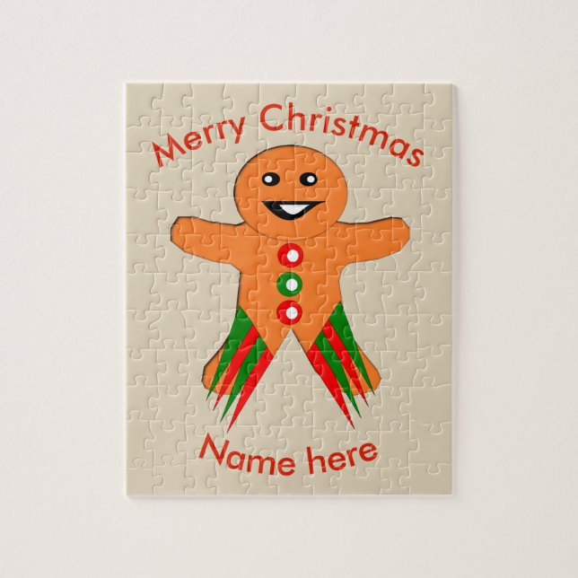 Fête de Noël Gingpain homme Puzzle personnalisé (Vertical)