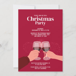 Fête de Noël Invitation Verres à Vin qui Trinqua
