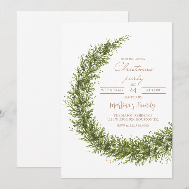 Fête de Noël Invitations Fête de Noël (Devant / Derrière)