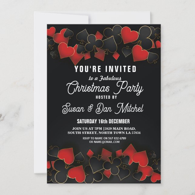 Fête de Noël Las Vegas Casino Cartes Invitation (Devant)