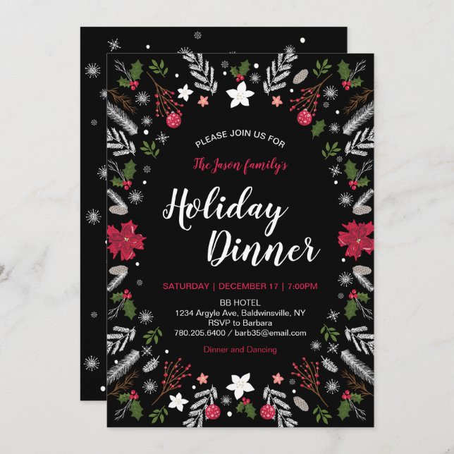 Fête de Noël moderne, Fêtes Invitations (Devant / Derrière)