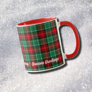 Fête de Noël modifiable Rouge Vert Plaid Mug