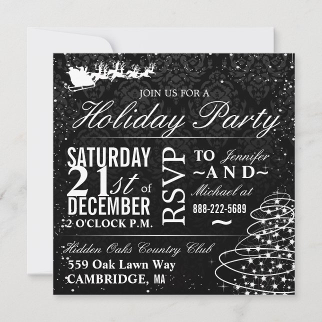 Fête de Noël Père Noël Sleigh Invitations (Devant)