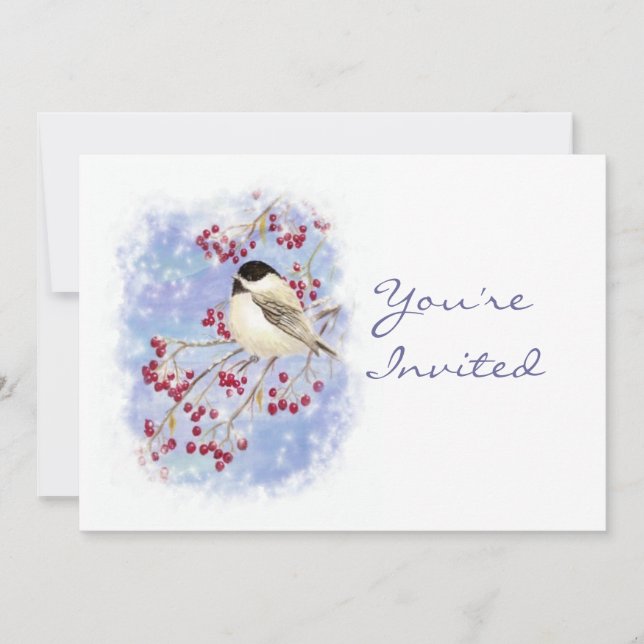 Fête de Noël Personnalisée Invitation Bird Winter  (Devant)