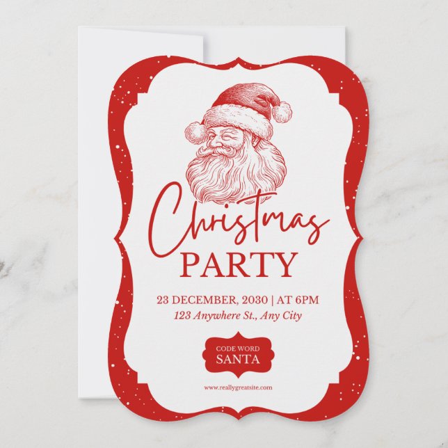 Fête de Noël Rouge avec invitation Père Noël (Dos)