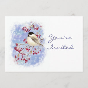 Fête de Noël sur mesure Invitation Birds d'hiver B
