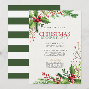 Fête de Noël verte et élégante  Invitation