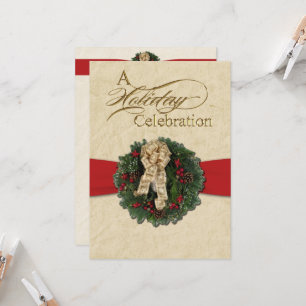 Fête de Noël Wreath Invitation