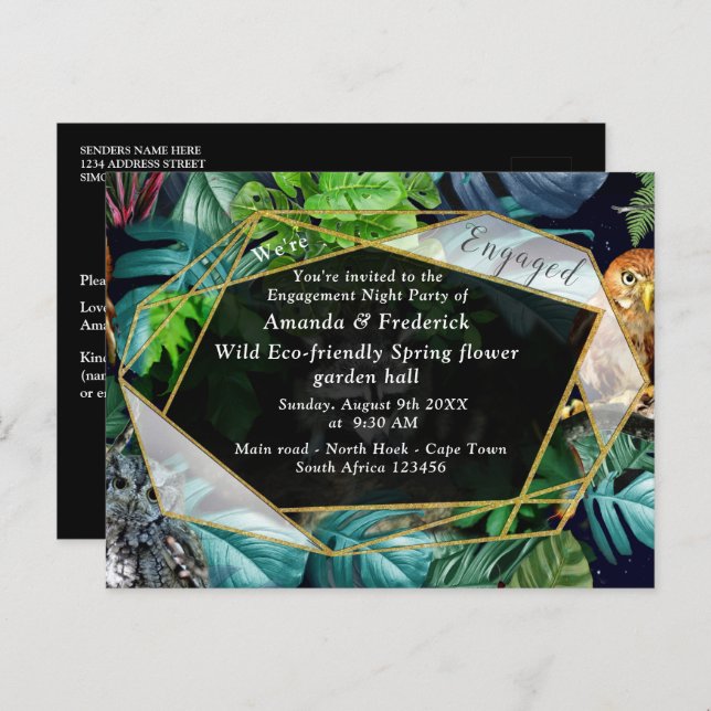 Fête de nuit Invitation Carte postale (Devant / Derrière)