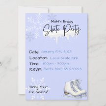 Fête de patinage sur glace Anniversaire Invitation
