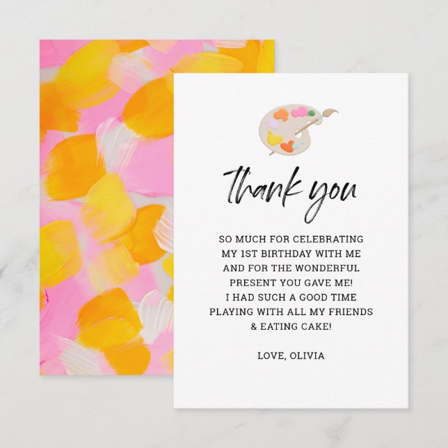 Fête de peinture 1er anniversaire Merci  (Devant / Derrière)