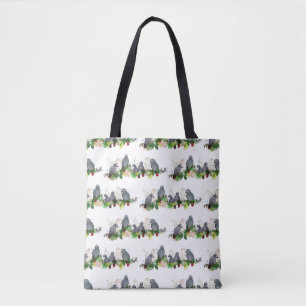 Fête de perroquet gris africain sur tout le sac d'
