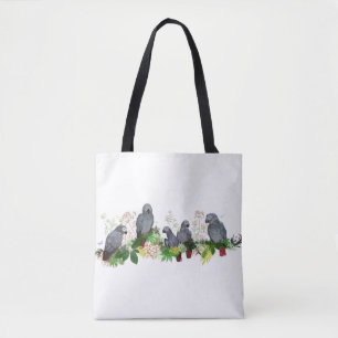 Fête de perroquet gris africain sur tout le sac d'