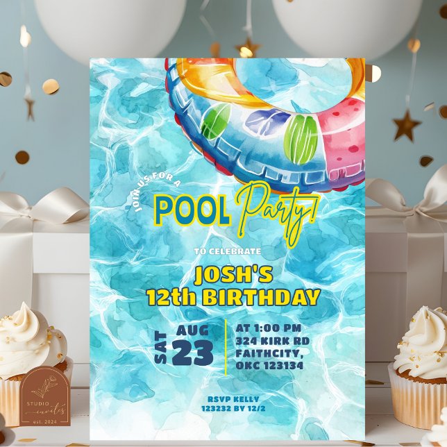 Fête de piscine d'été Invitation d'anniversaire (Créateur téléchargé)